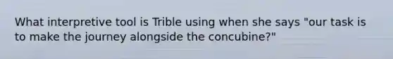 What interpretive tool is Trible using when she says "our task is to make the journey alongside the concubine?"
