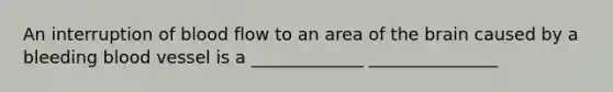 An interruption of blood flow to an area of the brain caused by a bleeding blood vessel is a _____________ _______________