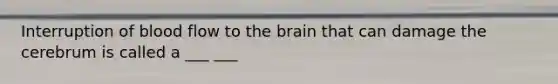 Interruption of blood flow to the brain that can damage the cerebrum is called a ___ ___