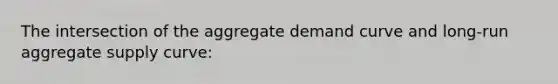 The intersection of the aggregate demand curve and long-run aggregate supply curve: