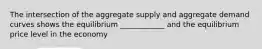 The intersection of the aggregate supply and aggregate demand curves shows the equilibrium ____________ and the equilibrium price level in the economy