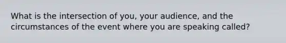 What is the intersection of you, your audience, and the circumstances of the event where you are speaking called?