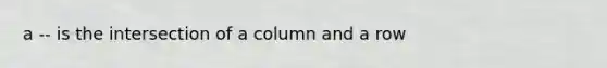 a -- is the intersection of a column and a row