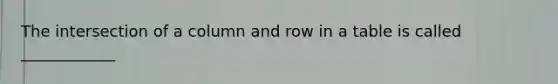 The intersection of a column and row in a table is called ____________