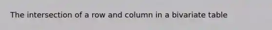 The intersection of a row and column in a bivariate table