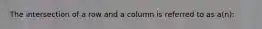 The intersection of a row and a column is referred to as a(n):