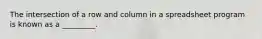 The intersection of a row and column in a spreadsheet program is known as a _________.