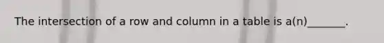 The intersection of a row and column in a table is a(n)_______.