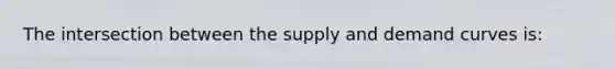 The intersection between the supply and demand curves is: