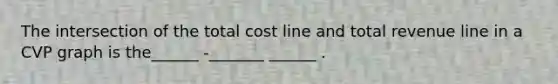 The intersection of the total cost line and total revenue line in a CVP graph is the______ -_______ ______ .