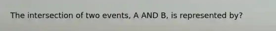 The intersection of two events, A AND B, is represented by?