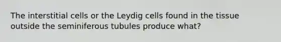 The interstitial cells or the Leydig cells found in the tissue outside the seminiferous tubules produce what?