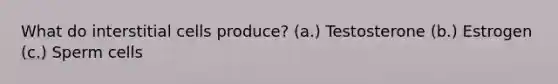 What do interstitial cells produce? (a.) Testosterone (b.) Estrogen (c.) Sperm cells