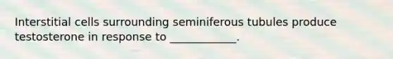 Interstitial cells surrounding seminiferous tubules produce testosterone in response to ____________.