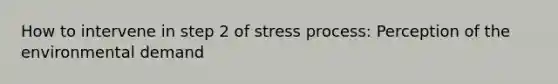 How to intervene in step 2 of stress process: Perception of the environmental demand