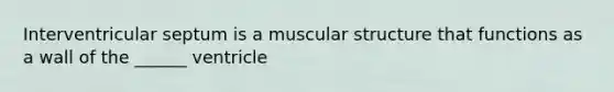 Interventricular septum is a muscular structure that functions as a wall of the ______ ventricle