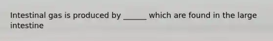 Intestinal gas is produced by ______ which are found in the large intestine