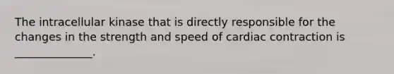 The intracellular kinase that is directly responsible for the changes in the strength and speed of cardiac contraction is ______________.