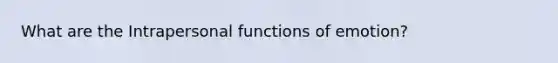 What are the Intrapersonal functions of emotion?