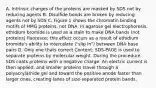 A. Intrinsic charges of the proteins are masked by SDS not by reducing agents B. Disulfide bonds are broken by reducing agents not by SDS C. Figure 1 shows the chromatin binding motifs of HMG proteins, not DNA. In agarose gel electrophoresis, ethidium bromide is used as a stain to make DNA bands (not proteins) fluoresce; this effect occurs as a result of ethidium bromide's ability to intercalate ("slip in") between DNA base pairs D. Only one thats correct Content: SDS-PAGE is used to separate proteins by molecular weight. During the procedure, SDS coats proteins with a negative charge. An electric current is then applied, and smaller proteins travel through a polyacrylamide gel and toward the positive anode faster than larger ones, creating lanes of size-separated protein bands.