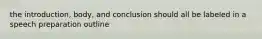 the introduction, body, and conclusion should all be labeled in a speech preparation outline