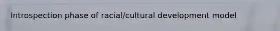 Introspection phase of racial/cultural development model