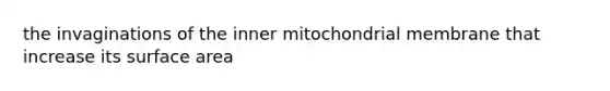 the invaginations of the inner mitochondrial membrane that increase its surface area