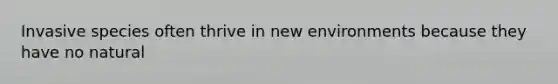 Invasive species often thrive in new environments because they have no natural
