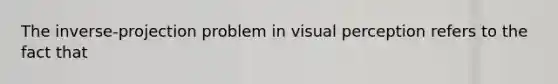 The inverse-projection problem in visual perception refers to the fact that