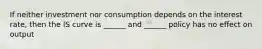 If neither investment nor consumption depends on the interest rate, then the IS curve is ______ and ______ policy has no effect on output