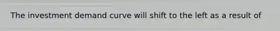 The investment demand curve will shift to the left as a result of