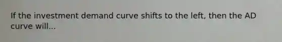 If the investment demand curve shifts to the left, then the AD curve will...