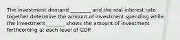 The investment demand ________ and the real interest rate together determine the amount of investment spending while the investment _______ shows the amount of investment forthcoming at each level of GDP.