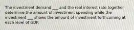 The investment demand ___ and the real interest rate together determine the amount of investment spending while the investment ___ shows the amount of investment forthcoming at each level of GDP.