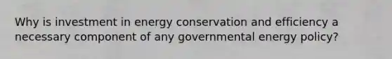 Why is investment in energy conservation and efficiency a necessary component of any governmental energy policy?