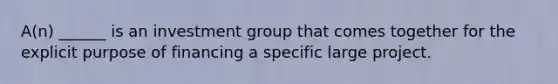 A(n) ______ is an investment group that comes together for the explicit purpose of financing a specific large project.