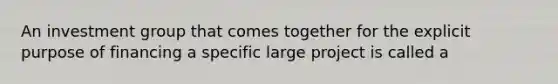 An investment group that comes together for the explicit purpose of financing a specific large project is called a