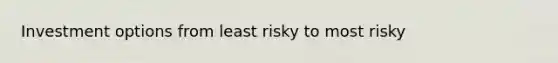 Investment options from least risky to most risky