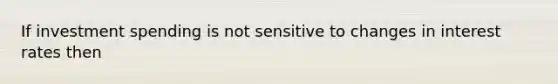 If investment spending is not sensitive to changes in interest rates then