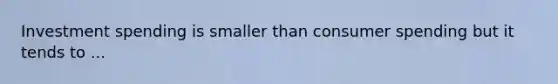 Investment spending is smaller than consumer spending but it tends to ...