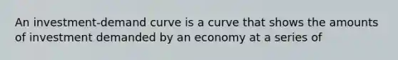 An investment-demand curve is a curve that shows the amounts of investment demanded by an economy at a series of