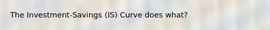 The Investment-Savings (IS) Curve does what?