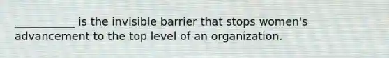 ___________ is the invisible barrier that stops women's advancement to the top level of an organization.