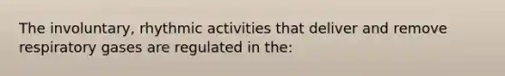 The involuntary, rhythmic activities that deliver and remove respiratory gases are regulated in the: