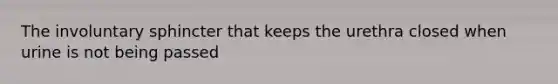 The involuntary sphincter that keeps the urethra closed when urine is not being passed