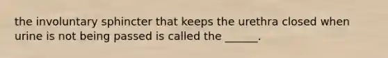 the involuntary sphincter that keeps the urethra closed when urine is not being passed is called the ______.