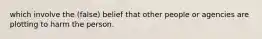 which involve the (false) belief that other people or agencies are plotting to harm the person.