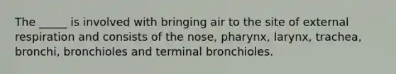 The _____ is involved with bringing air to the site of external respiration and consists of the nose, pharynx, larynx, trachea, bronchi, bronchioles and terminal bronchioles.