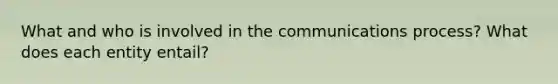 What and who is involved in the communications process? What does each entity entail?