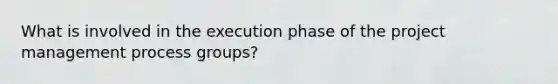 What is involved in the execution phase of the project management process groups?